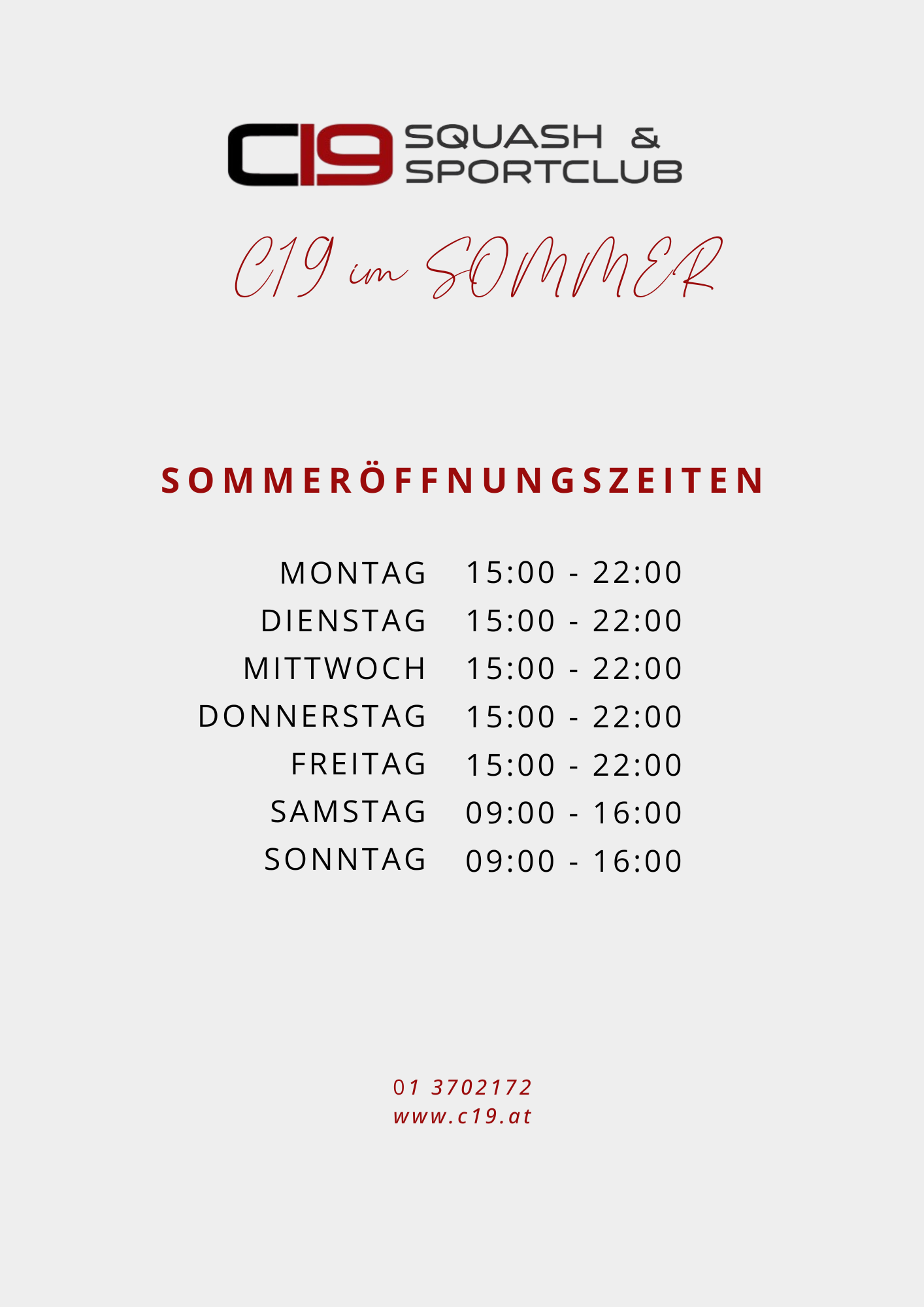 Sommeröffnungszeiten 2026